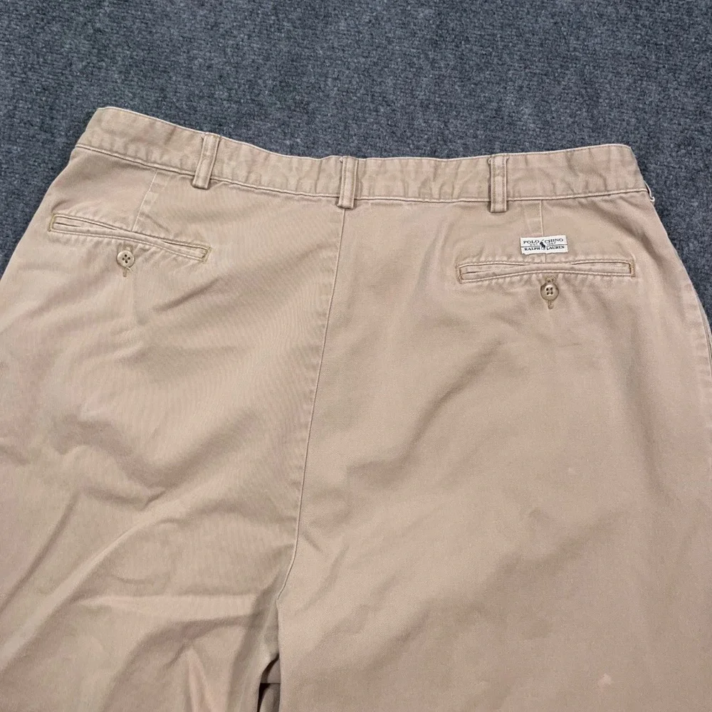VTG Polo Ralph Lauren Polo Chinos Mens 38x32 Double Pleated Khaki Preppy Grandpa